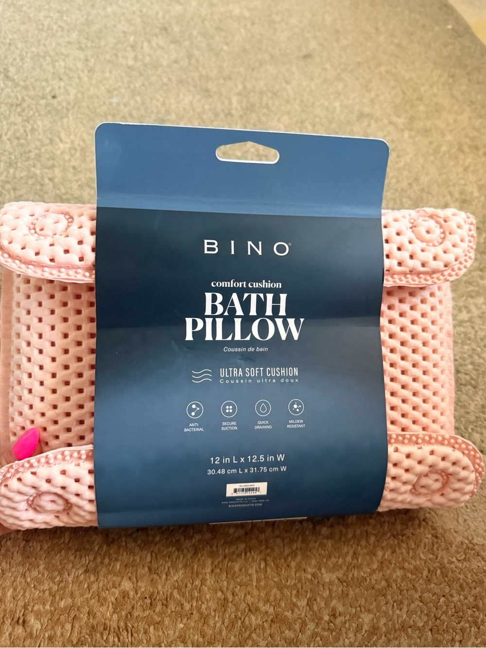 BINO Pink Ultra Soft Bath Pillow